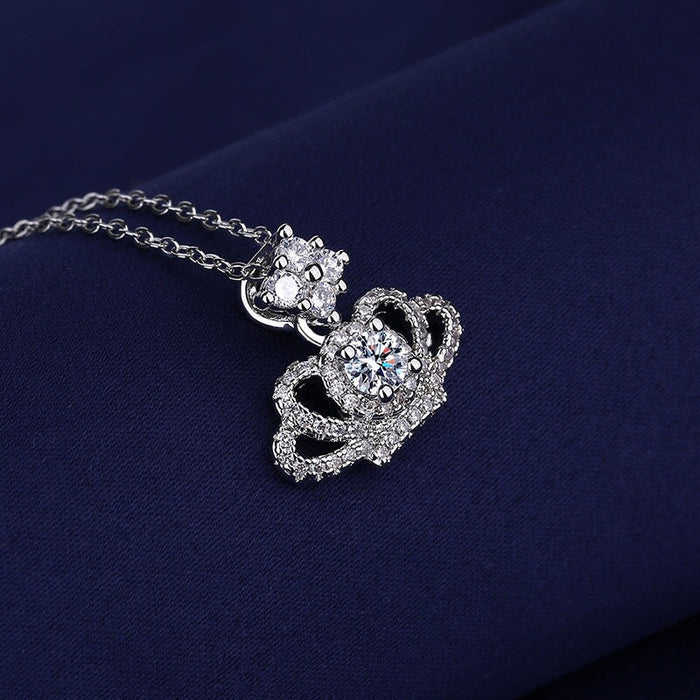 Wholesale Sterling Silver Jewelry Plating Copper Rhinestone Zircon Crown Necklace JDC-NE-BLX048 Necklaces 宝来兴 Wholesale Jewelry JoyasDeChina Joyas De China