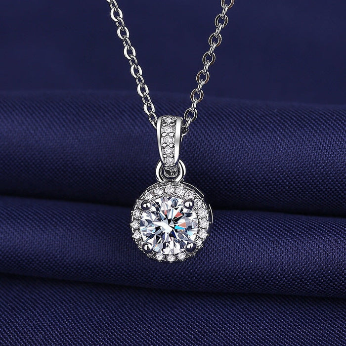 Wholesale Sterling Silver Jewelry Plating Copper Rhinestone Zircon Round Necklace JDC-NE-BLX046 Necklaces 宝来兴 Wholesale Jewelry JoyasDeChina Joyas De China