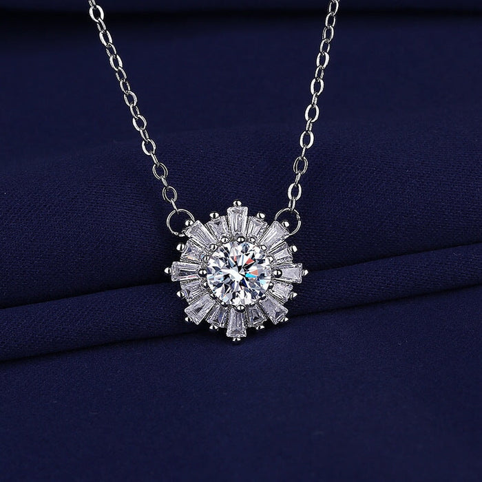 Wholesale Sterling Silver Jewelry Plating Copper Rhinestone Zircon Sunflower Necklace JDC-NE-BLX049 Necklaces 宝来兴 Wholesale Jewelry JoyasDeChina Joyas De China