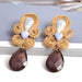 Wholesale Stone Line Rhinestone Alloy Earrings JDC-ES-SK090 Earrings 深刻 brown Wholesale Jewelry JoyasDeChina Joyas De China