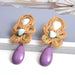 Wholesale Stone Line Rhinestone Alloy Earrings JDC-ES-SK090 Earrings 深刻 purple Wholesale Jewelry JoyasDeChina Joyas De China