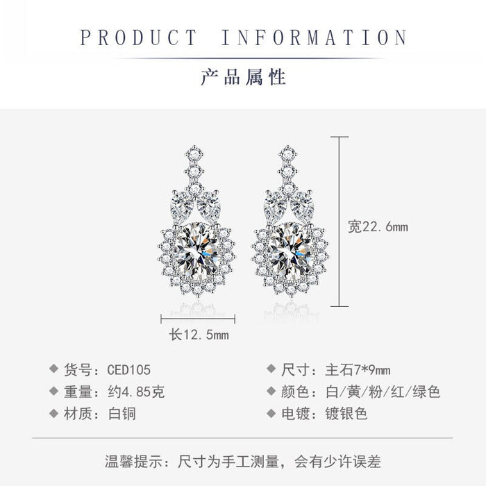 Wholesale studded with zirconium oval tasseled silver earrings JDC-ES-BZ005 Earrings 标志 Wholesale Jewelry JoyasDeChina Joyas De China