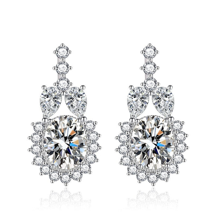 Wholesale studded with zirconium oval tasseled silver earrings JDC-ES-BZ005 Earrings 标志 White Wholesale Jewelry JoyasDeChina Joyas De China