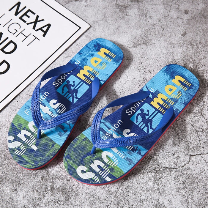 Wholesale Summer Men's Slippers Printing Flip-flops PE Plastic Beach Shoes JDC-SP-MuS001 Slippers 木氏 royal blue 41 yards Wholesale Jewelry JoyasDeChina Joyas De China