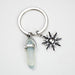 Wholesale Sun Moon Natural Stone Hexagon Pillar Crystal Couple Alloy Keychain JDC-KC-SiShuo001 Keychains 思硕 Wholesale Jewelry JoyasDeChina Joyas De China