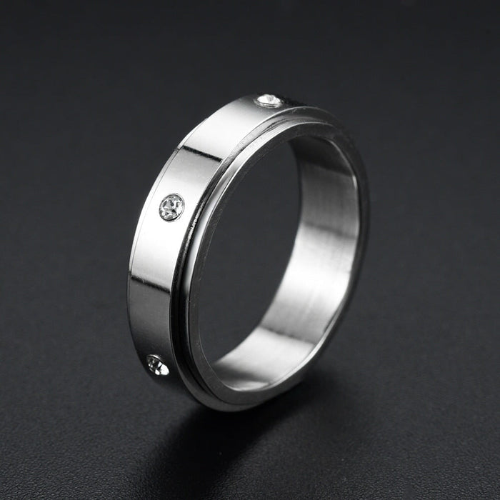 Wholesale Sun Star Moon Trick Cat rotatable stainless steel ring JDC-RS-ts095 Rings 腾穗 6MM diamond-encrusted model No. 6 Wholesale Jewelry JoyasDeChina Joyas De China