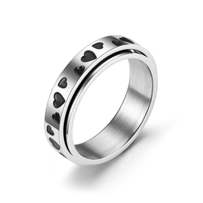 Wholesale Sun Star Moon Trick Cat rotatable stainless steel ring JDC-RS-ts095 Rings 腾穗 6mm peach heart No. 6 Wholesale Jewelry JoyasDeChina Joyas De China