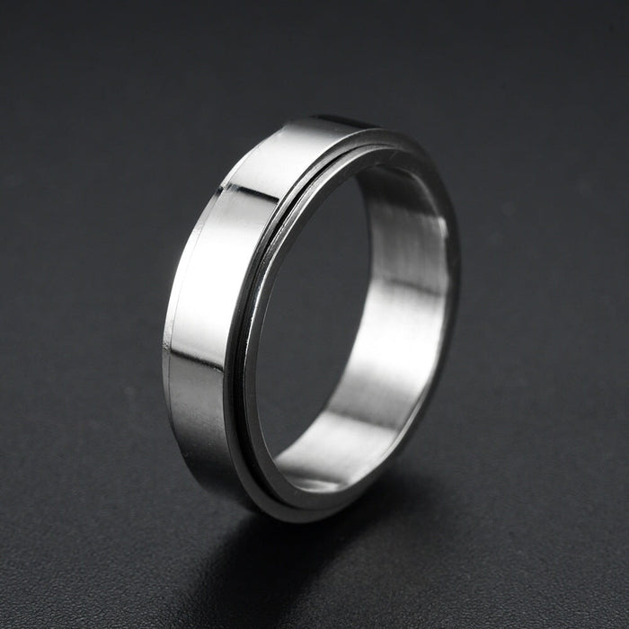 Wholesale Sun Star Moon Trick Cat rotatable stainless steel ring JDC-RS-ts095 Rings 腾穗 6mm steel gloss No. 6 Wholesale Jewelry JoyasDeChina Joyas De China