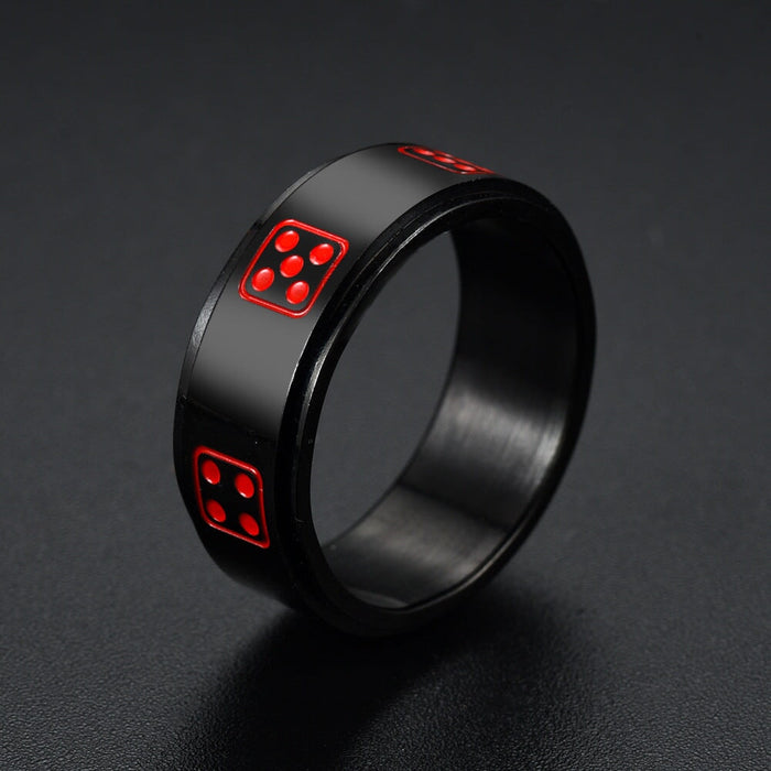 Wholesale Sun Star Moon Trick Cat rotatable stainless steel ring JDC-RS-ts095 Rings 腾穗 8MM dice word No. 6 Wholesale Jewelry JoyasDeChina Joyas De China