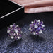 Wholesale Sunflower Double Zircon Stud Earrings JDC-ES-Caos002 Earrings 曹适 Wholesale Jewelry JoyasDeChina Joyas De China