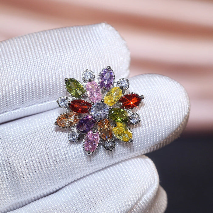 Wholesale Sunflower Double Zircon Stud Earrings JDC-ES-Caos002 Earrings 曹适 4 Wholesale Jewelry JoyasDeChina Joyas De China