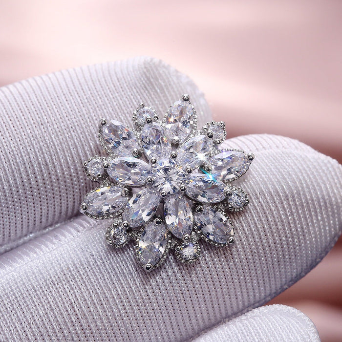 Wholesale Sunflower Double Zircon Stud Earrings JDC-ES-Caos002 Earrings 曹适 Wholesale Jewelry JoyasDeChina Joyas De China