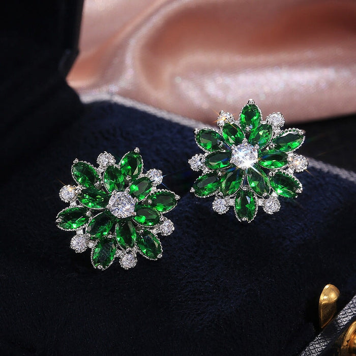 Wholesale Sunflower Double Zircon Stud Earrings JDC-ES-Caos002 Earrings 曹适 6 Wholesale Jewelry JoyasDeChina Joyas De China