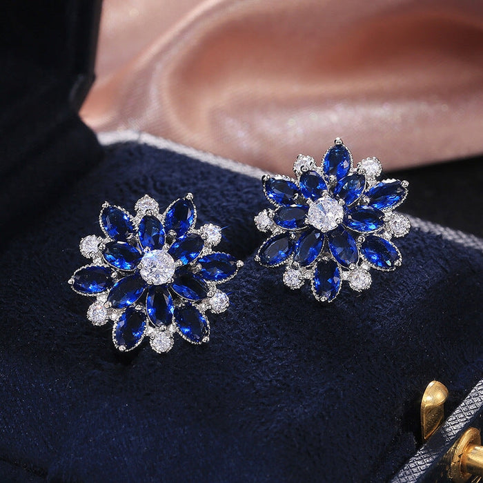 Wholesale Sunflower Double Zircon Stud Earrings JDC-ES-Caos002 Earrings 曹适 8 Wholesale Jewelry JoyasDeChina Joyas De China