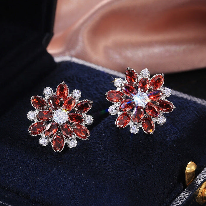 Wholesale Sunflower Double Zircon Stud Earrings JDC-ES-Caos002 Earrings 曹适 9 Wholesale Jewelry JoyasDeChina Joyas De China