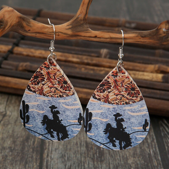 Wholesale Sunflower Flower Leather Earrings JDC-ES-Saip019 Earrings 赛蒲 Wholesale Jewelry JoyasDeChina Joyas De China