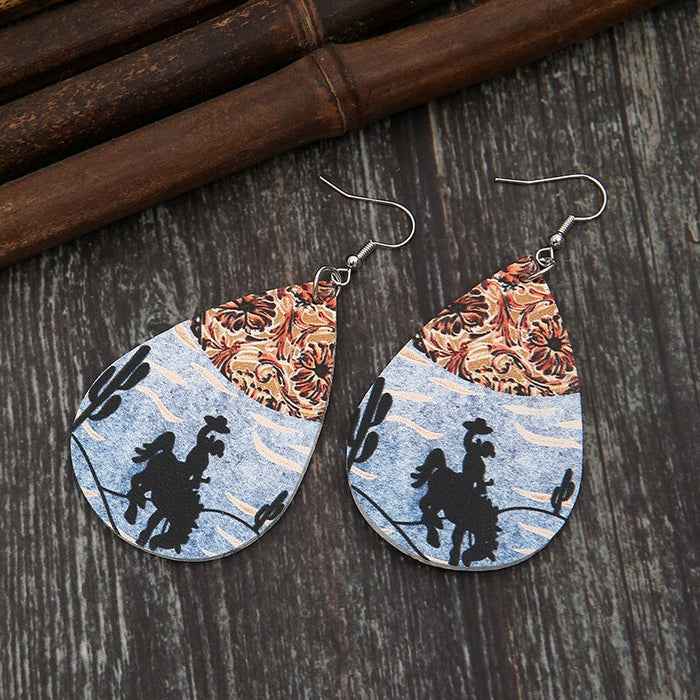 Wholesale Sunflower Flower Leather Earrings JDC-ES-Saip019 Earrings 赛蒲 Wholesale Jewelry JoyasDeChina Joyas De China