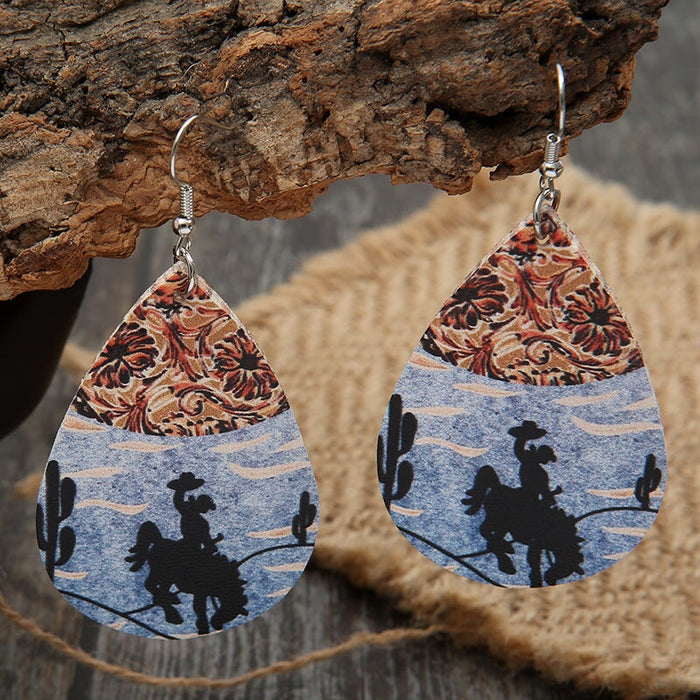 Wholesale Sunflower Flower Leather Earrings JDC-ES-Saip019 Earrings 赛蒲 A Wholesale Jewelry JoyasDeChina Joyas De China