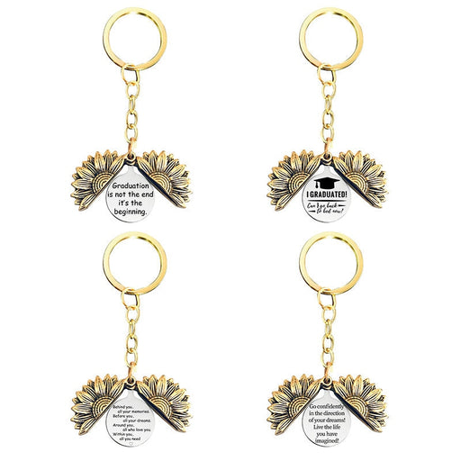 Wholesale Sunflower Graduation Season Electroplated Metal Keychain JDC-KC-GangGu019 Keychains 钢古 Wholesale Jewelry JoyasDeChina Joyas De China