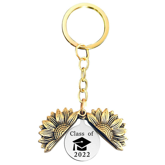 Wholesale Sunflower Graduation Season Electroplated Metal Keychain JDC-KC-GangGu019 Keychains 钢古 Wholesale Jewelry JoyasDeChina Joyas De China