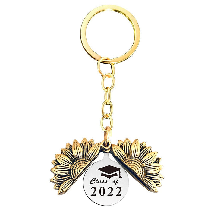 Wholesale Sunflower Graduation Season Electroplated Metal Keychain JDC-KC-GangGu019 Keychains 钢古 T00052 Wholesale Jewelry JoyasDeChina Joyas De China