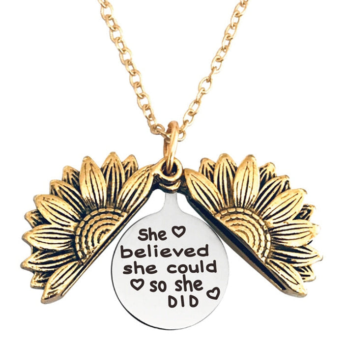 Wholesale Sunflower Open Stainless Steel Graduation Season Necklace MOQ≥2 JDC-NE-GangGu003 Necklaces 钢古 MOQ2 T00003 gold Wholesale Jewelry JoyasDeChina Joyas De China
