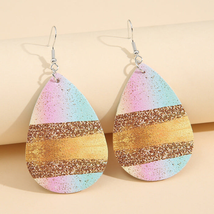 Wholesale Sunflower Sequin Leather Earrings JDC-ES-Saip023 Earrings 赛蒲 4 Wholesale Jewelry JoyasDeChina Joyas De China