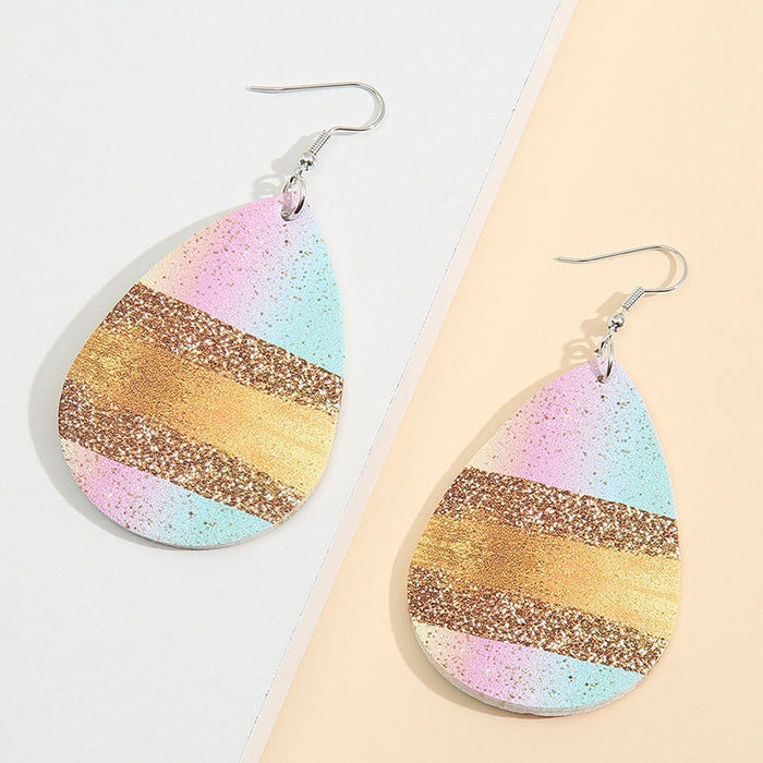 Wholesale Sunflower Sequin Leather Earrings JDC-ES-Saip023 Earrings 赛蒲 Wholesale Jewelry JoyasDeChina Joyas De China