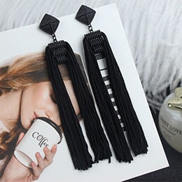 Wholesale Tassel earrings JDC-ES-ZhnaY019 Earrings 展言 Black Wholesale Jewelry JoyasDeChina Joyas De China