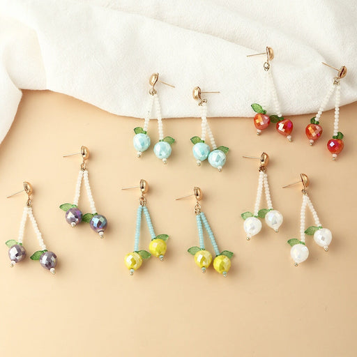 Wholesale tassel fruit resin plastic earrings JDC-ES-NZ092 Earrings 奈珠 Wholesale Jewelry JoyasDeChina Joyas De China