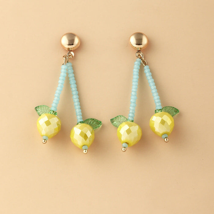 Wholesale tassel fruit resin plastic earrings JDC-ES-NZ092 Earrings 奈珠 EZ4088tianlan Wholesale Jewelry JoyasDeChina Joyas De China