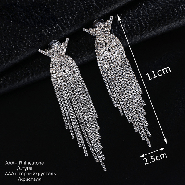 Wholesale Tassel Rhinestone Claw Chain Full Rhinestone Earrings JDC-ES-ZHONGW011 Earrings 众薇 Wholesale Jewelry JoyasDeChina Joyas De China