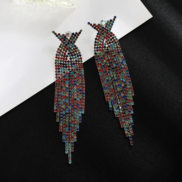 Wholesale Tassel Rhinestone Claw Chain Full Rhinestone Earrings JDC-ES-ZHONGW011 Earrings 众薇 Wholesale Jewelry JoyasDeChina Joyas De China