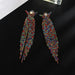 Wholesale Tassel Rhinestone Claw Chain Full Rhinestone Earrings JDC-ES-ZHONGW011 Earrings 众薇 Silver + Colored Diamonds Wholesale Jewelry JoyasDeChina Joyas De China