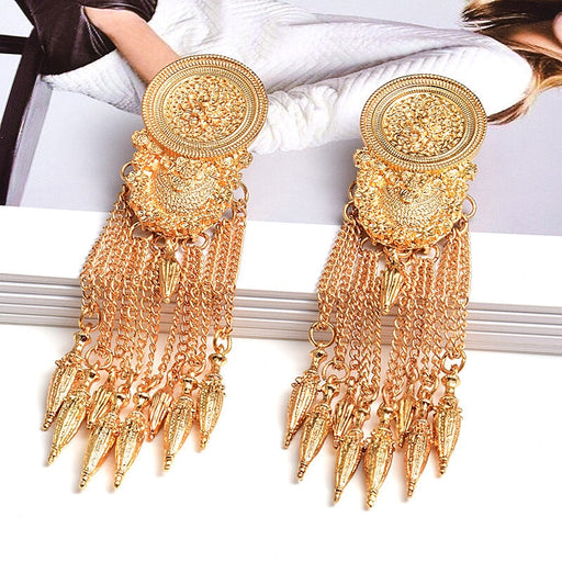 Wholesale Tassel Rhinestone Plating Alloy Earrings JDC-ES-SK077 Earrings 深刻 gold Wholesale Jewelry JoyasDeChina Joyas De China