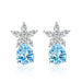 Wholesale teardrop shaped flower plated silver stud earrings JDC-ES-BZ012 Earrings 标志 Blue Wholesale Jewelry JoyasDeChina Joyas De China