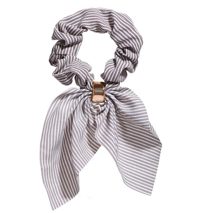 Bulk Jewelry Wholesale three-color cloth striped ribbon hair ring rabbit ear chiffon buckle striped large intestine ring creative hair ring JDC-HS-F320 Wholesale factory from China YIWU China