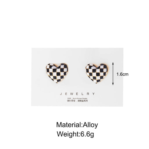 Wholesale three-dimensional peach checkerboard checkerboard alloy stud earrings JDC-ES-F002 Earrings 韩之尚 Wholesale Jewelry JoyasDeChina Joyas De China