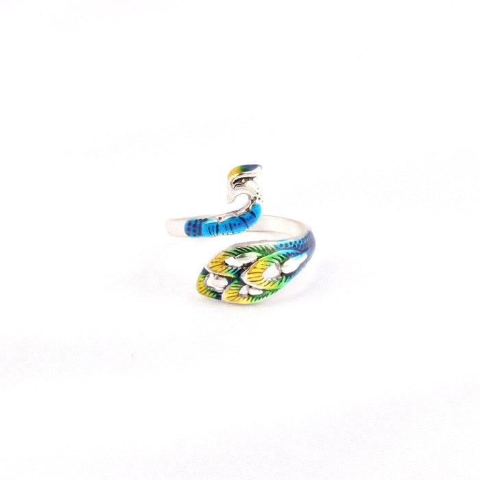 Wholesale three-dimensional peacock Thai silver opening ring JDC-RS-NS005 Rings 尼森 Wholesale Jewelry JoyasDeChina Joyas De China