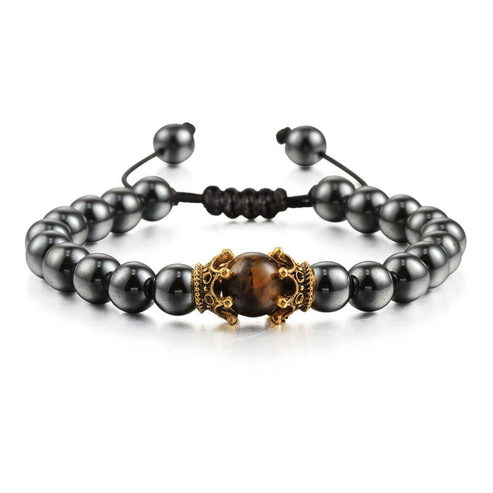 Wholesale Tiger Eye Stone Crown Natural Stone Beaded Bracelet JDC-BT-JiuJ019 Bracelet 九江 Wholesale Jewelry JoyasDeChina Joyas De China