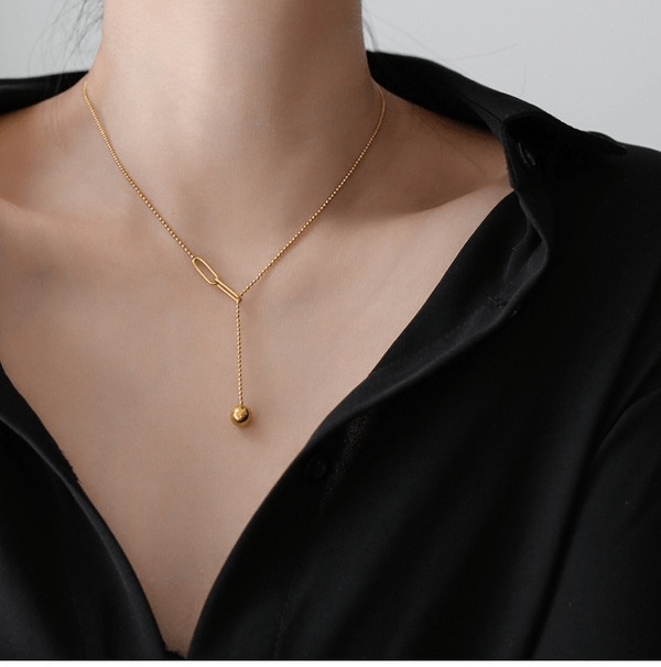 Wholesale titanium steel 18K gold plated tassel necklace JDC-NE-MiLi005 necklaces 迷丽 Wholesale Jewelry JoyasDeChina Joyas De China
