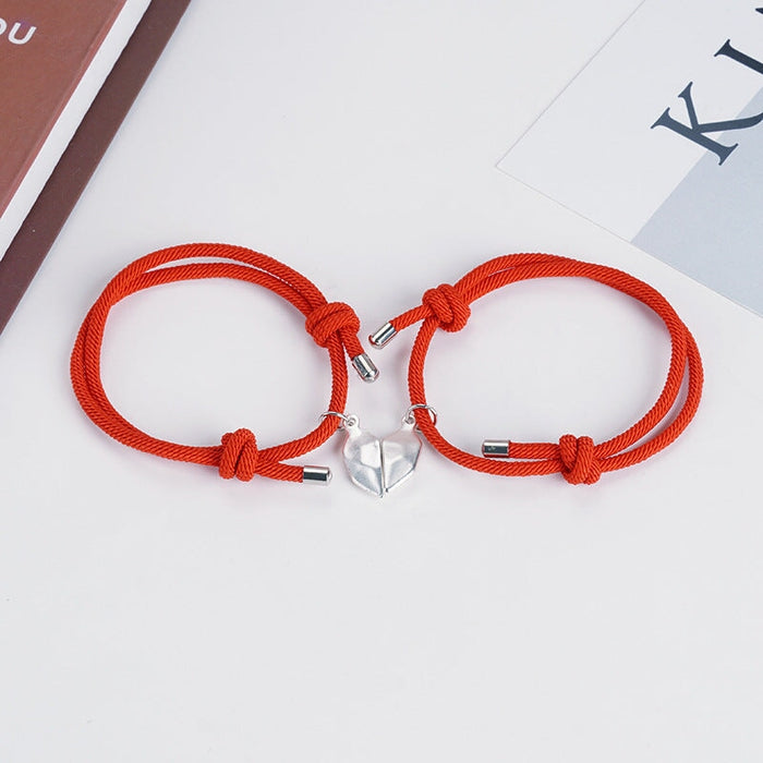 Wholesale Titanium Steel Black and White Wishing Stone Couple Splicing Love Bracelet JDC-BT-Yongy006 Bracelet 永依 Red pair Wholesale Jewelry JoyasDeChina Joyas De China