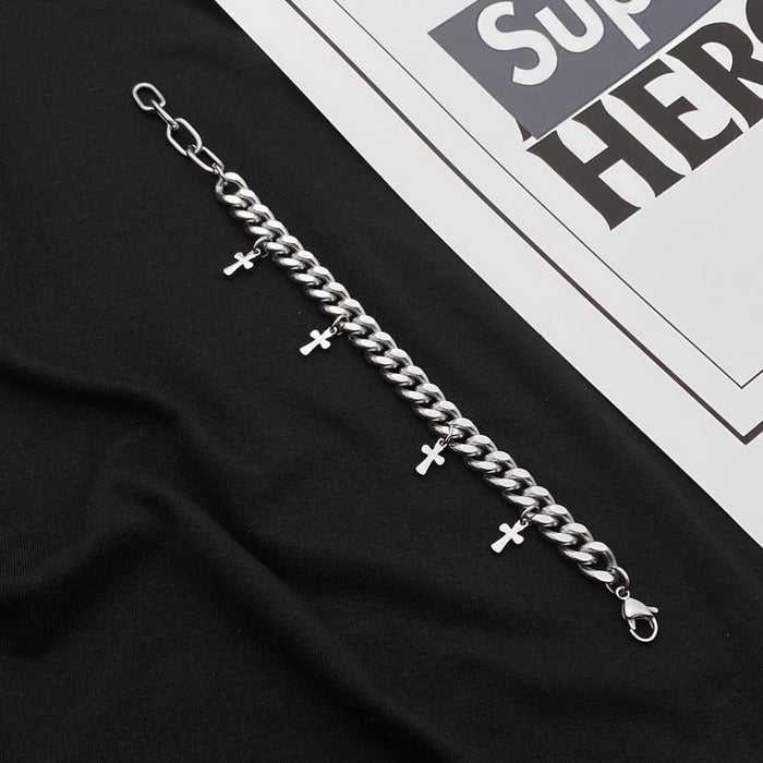 Wholesale Titanium Steel Cross Cuban Hip Hop Couple Bracelet JDC-BT-JiuB002 Bracelet 玖柏 Wholesale Jewelry JoyasDeChina Joyas De China
