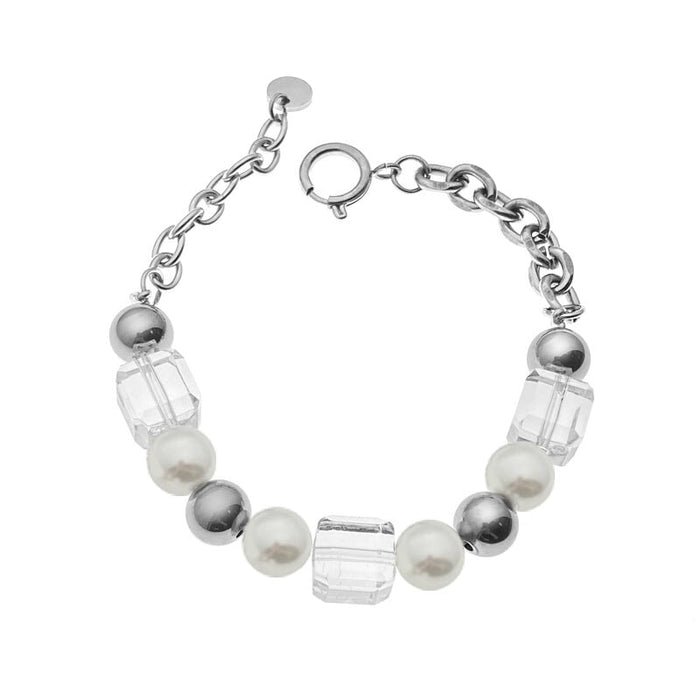 Wholesale Titanium Steel Cuban Chain Transparent Square Pearl Bracelet JDC-BT-JiuB001 Bracelet 玖柏 18CM+5CM Wholesale Jewelry JoyasDeChina Joyas De China