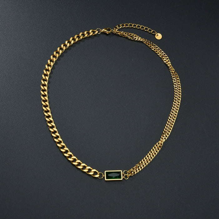 Bulk Jewelry Wholesale titanium steel fashion 304 stainless steel green zircon necklace  JDC-NE-L015 Wholesale factory from China YIWU China