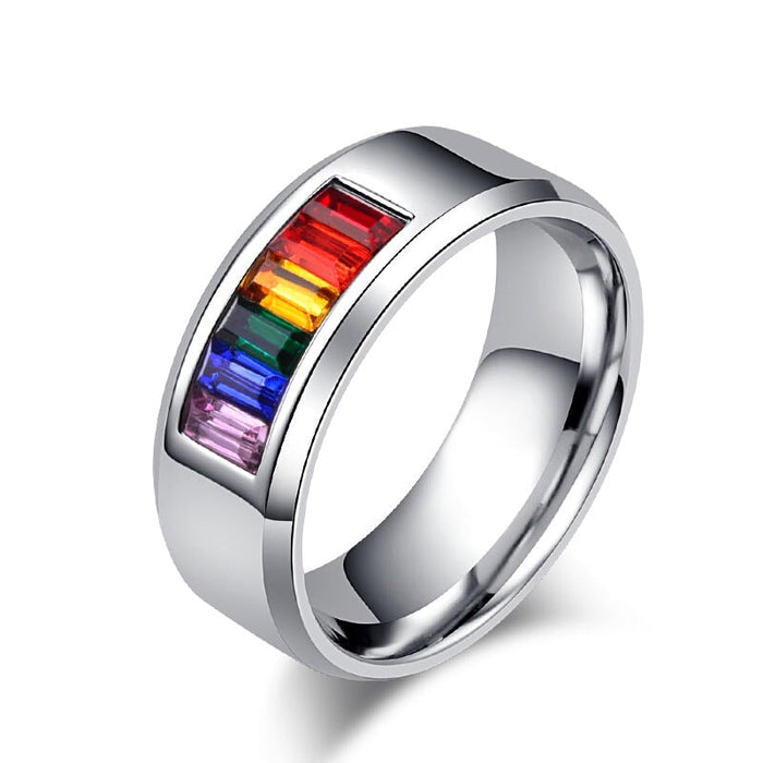 Wholesale titanium steel gay rainbow ring JDC-RS-QianF016 Rings 千风 1 5# Wholesale Jewelry JoyasDeChina Joyas De China