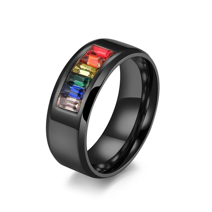 Wholesale titanium steel gay rainbow ring JDC-RS-QianF016 Rings 千风 3 5# Wholesale Jewelry JoyasDeChina Joyas De China