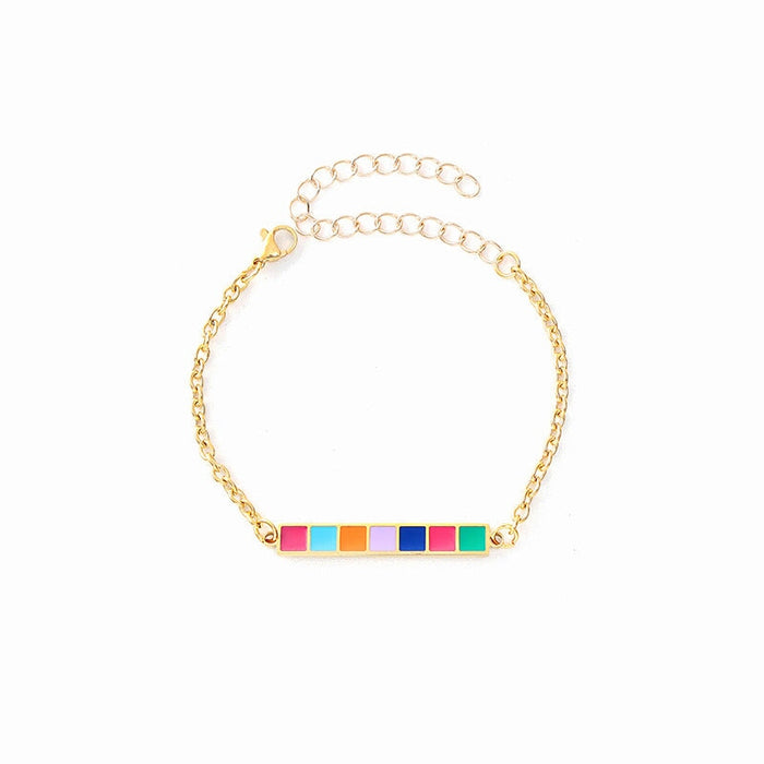 Wholesale Titanium Steel Gold Plated Drip Oil Colorful Bracelet JDC-BT-ZiR002 Bracelet 孜瑞 Wholesale Jewelry JoyasDeChina Joyas De China