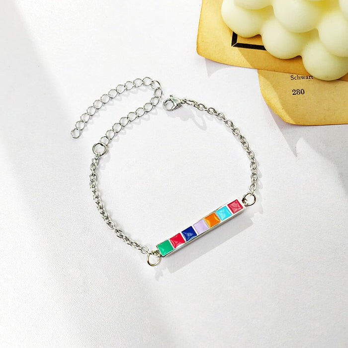 Wholesale Titanium Steel Gold Plated Drip Oil Colorful Bracelet JDC-BT-ZiR002 Bracelet 孜瑞 Wholesale Jewelry JoyasDeChina Joyas De China