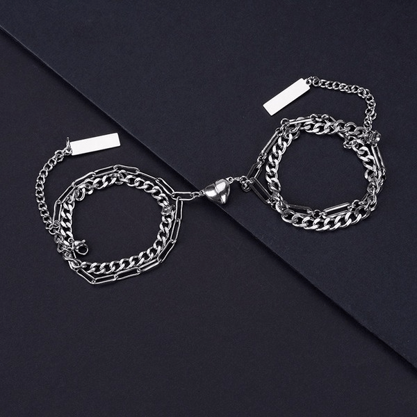 Wholesale Titanium Steel Magnet Love Splicing Attract Bracelet JDC-BT-Yongy005 Bracelet 永依 Wholesale Jewelry JoyasDeChina Joyas De China